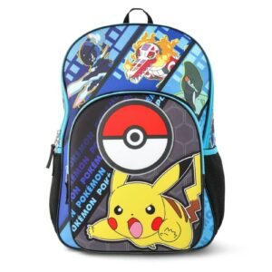 Pokémon Boys' 17" Pikachu Light Up Backpack with Bonus Card Pack, Black