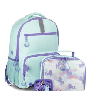 Wonder Nation Girls Sensory 17" Backpack with Lunch, Dazzling Rainbow